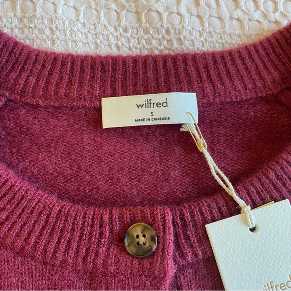 NWT Aritzia Wilfred London Wool Cashmere Cardigan Cordovan Red Small Sweater - Picture 7 of 15
